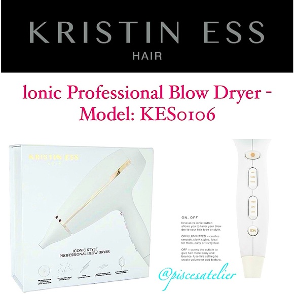 Kristin Ess Ionic Professional Blow Dryer, Smoothing & Frizz Control - 1875W - Picture 4 of 11